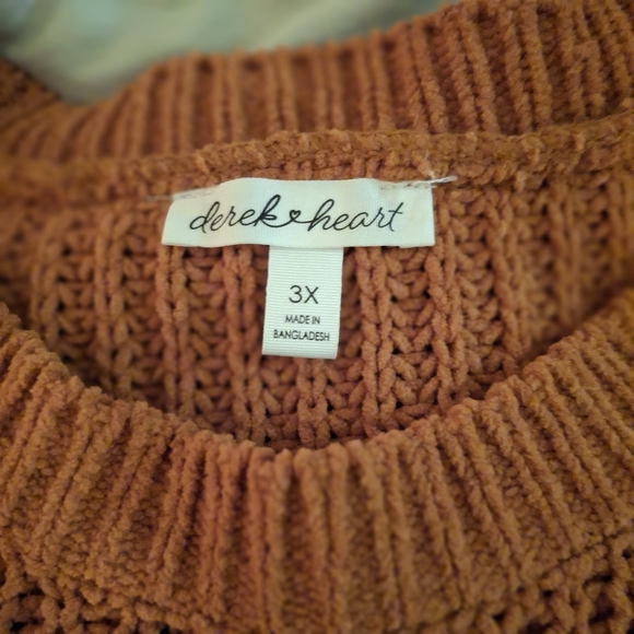 Derek Heart Women's Crochet Orange and White Striped Sweater - Picture 4 of 7